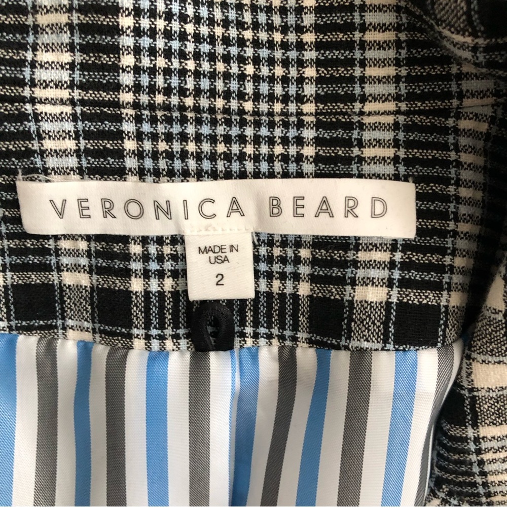 Veronica Beard Ada Dickey Jacket Black Blue Plaid Size 2 - Picture 5 of 9